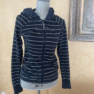 Lululemon Full Zip Jacket Hoodie Size 4 GUC Navy White Stripe
